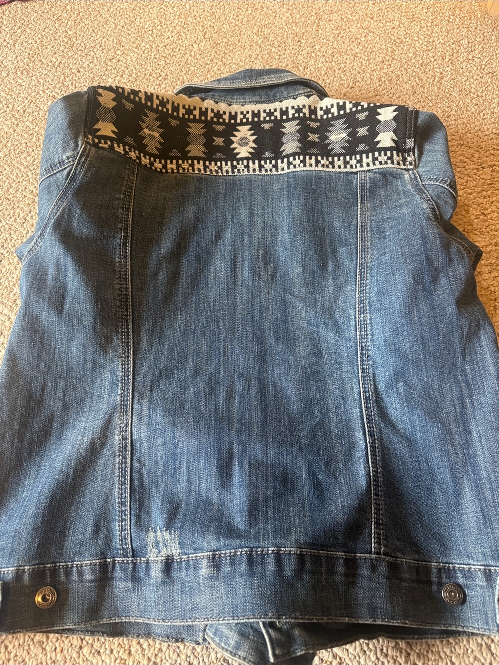 Stetson Denim Jacket with Aztec Embroidered Yoke - Blue